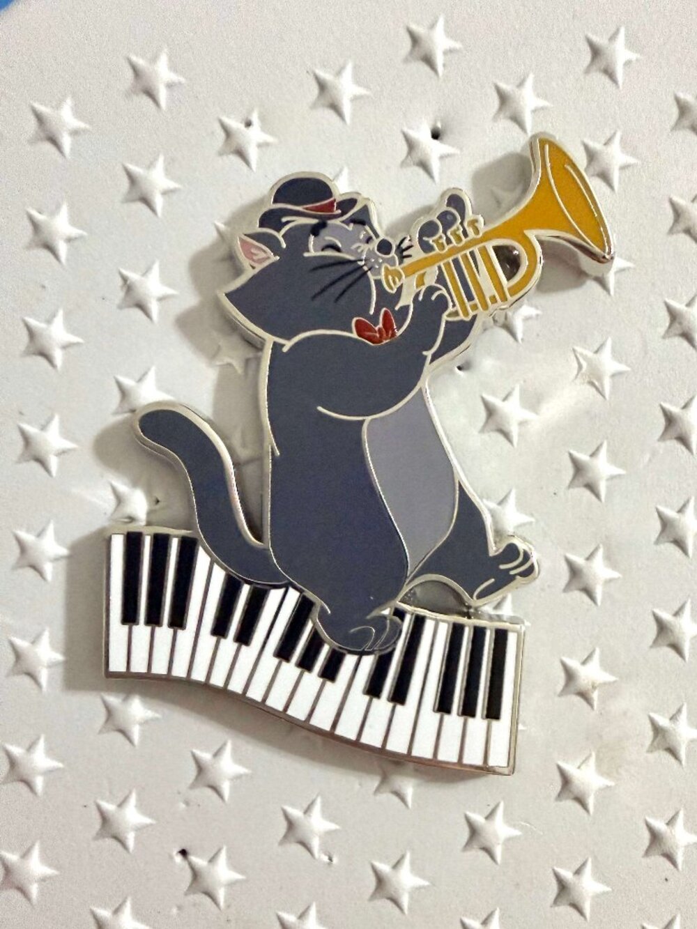 Scat Cat Jumbo Silver PALM Aristocats Piano Mystery Disney Pin